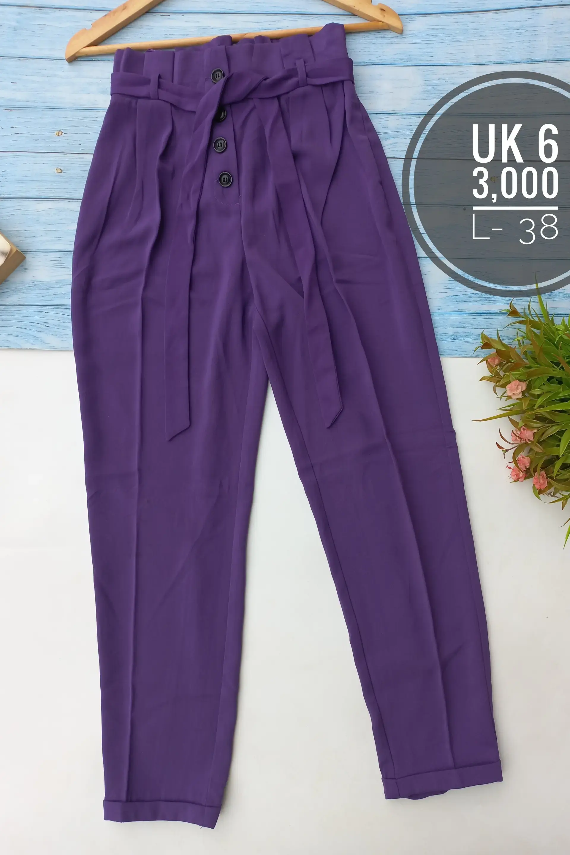 Purple Paperbag Pant Trouser