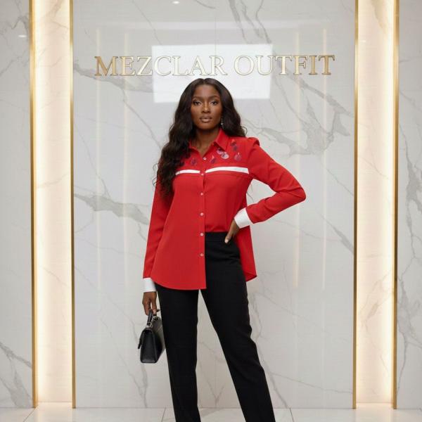 Red Chic Button-Down Shirt