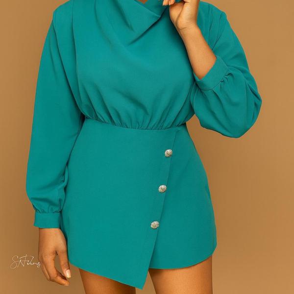 Teal Luxe Wrap Playsuit