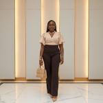 Chic Cream & Brown Two-Piece Set