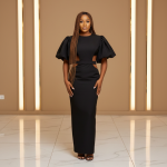 Side Cut-out Full Length Black Dress